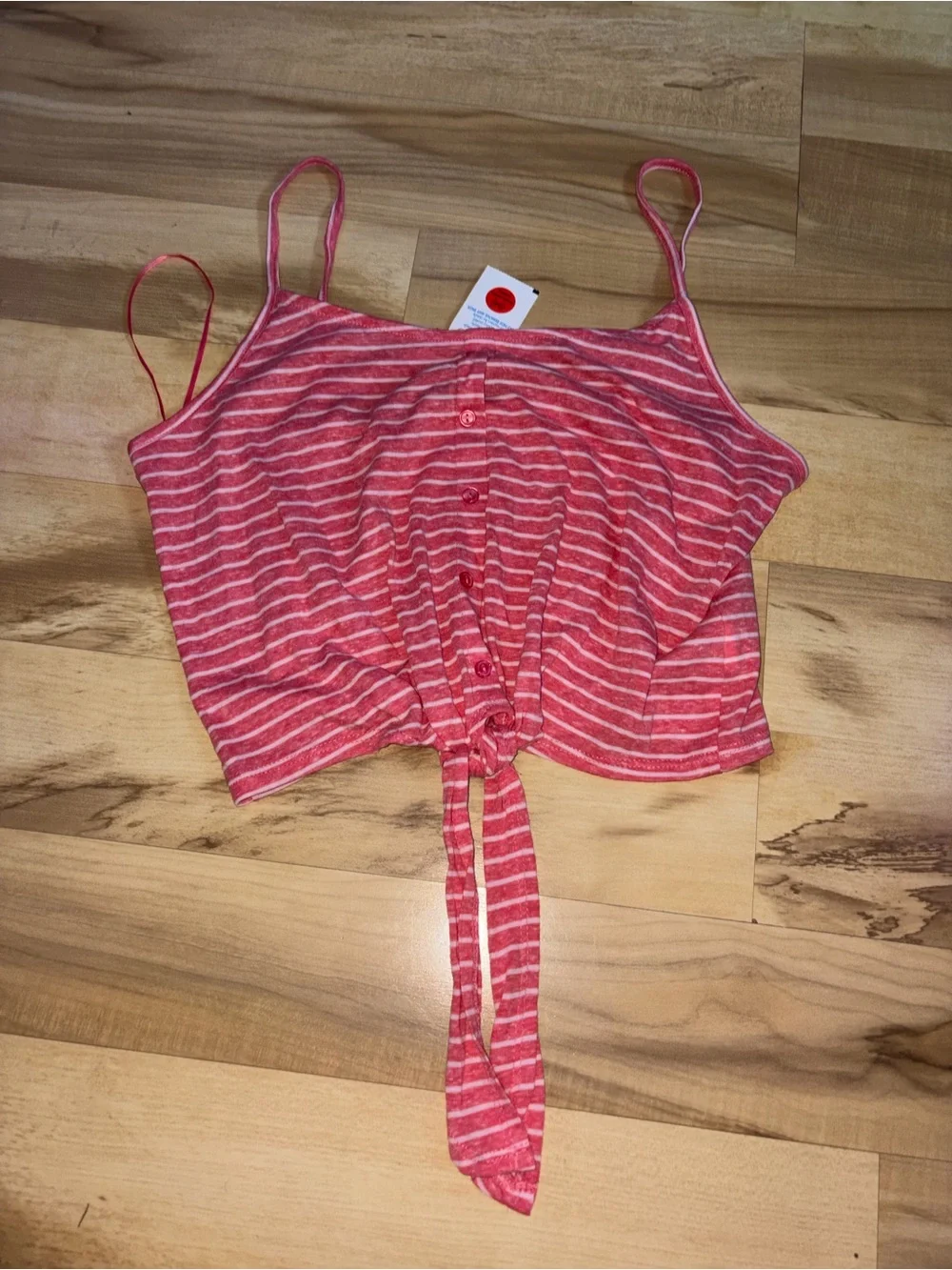 Ambiance Pink Striped Tie-Front Cami